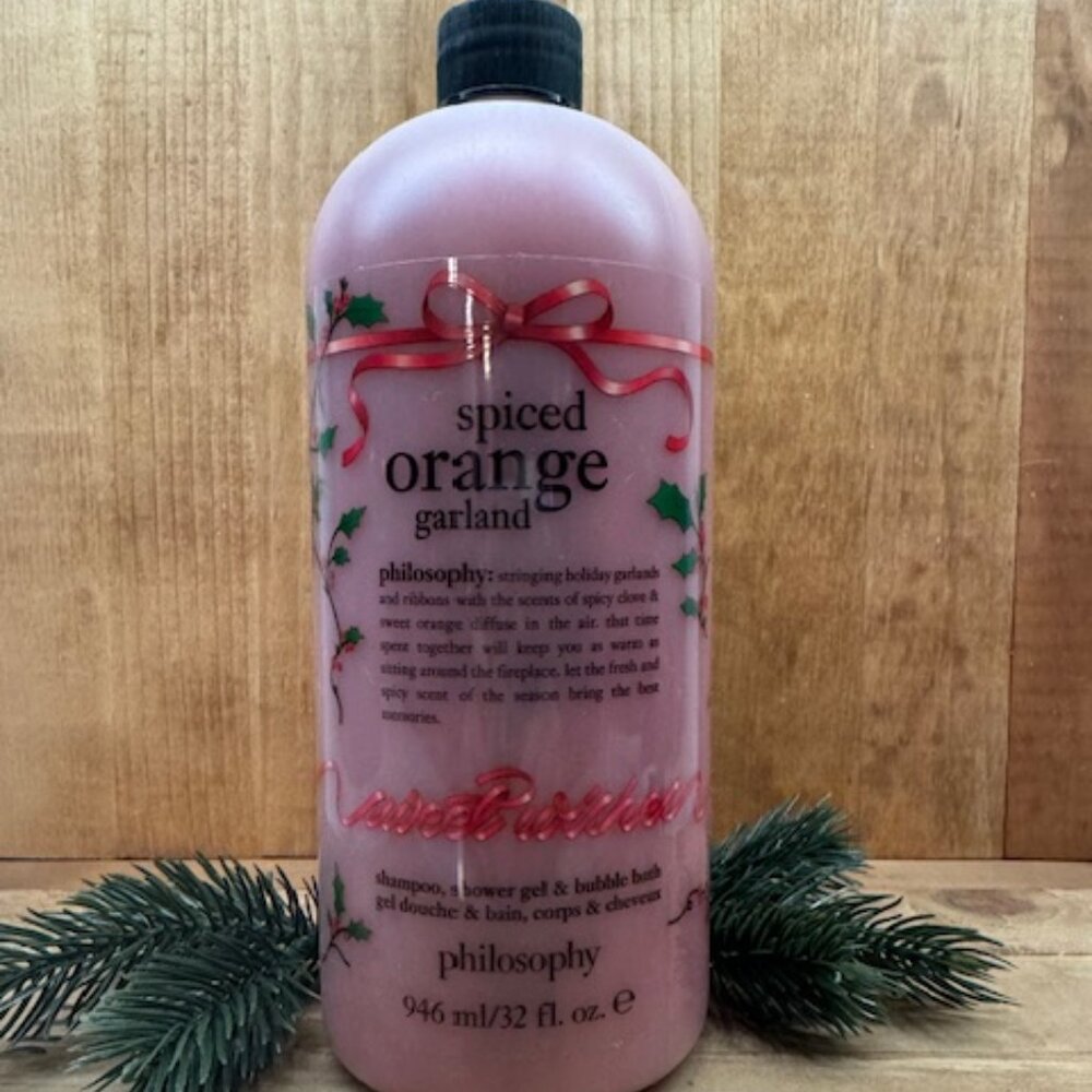 Philosophy 32 oz Spiced Orange Garland - Shampoo, Shower Gel, Bubble Bath